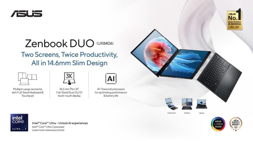 ASUS Zenbook DUO Resmi Hadir di Indonesia, Laptop Dua Layar Zenbook DUO (UX8406)